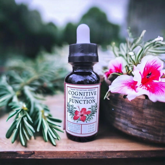 Cognitive Function Tincture: Organic Rosemary and Hibiscus - Back2Nature Herbals