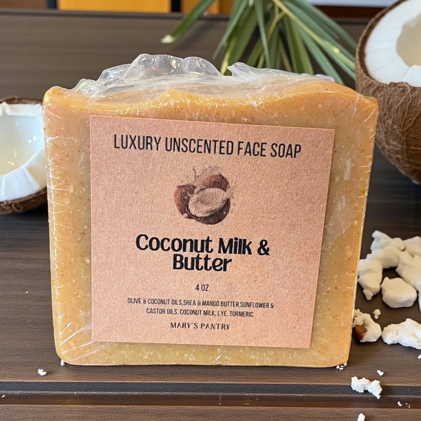 Coconut Milk & Butter Unscented Face Soap | Luxury Tallow-Free Facial Bar | Mary’s Pantry
