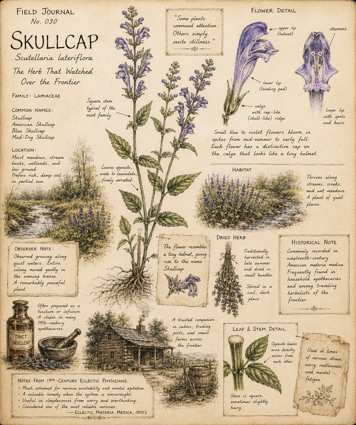 Field Study Journal No. 030 — Skullcap: The Herb That Watched Over the Frontier