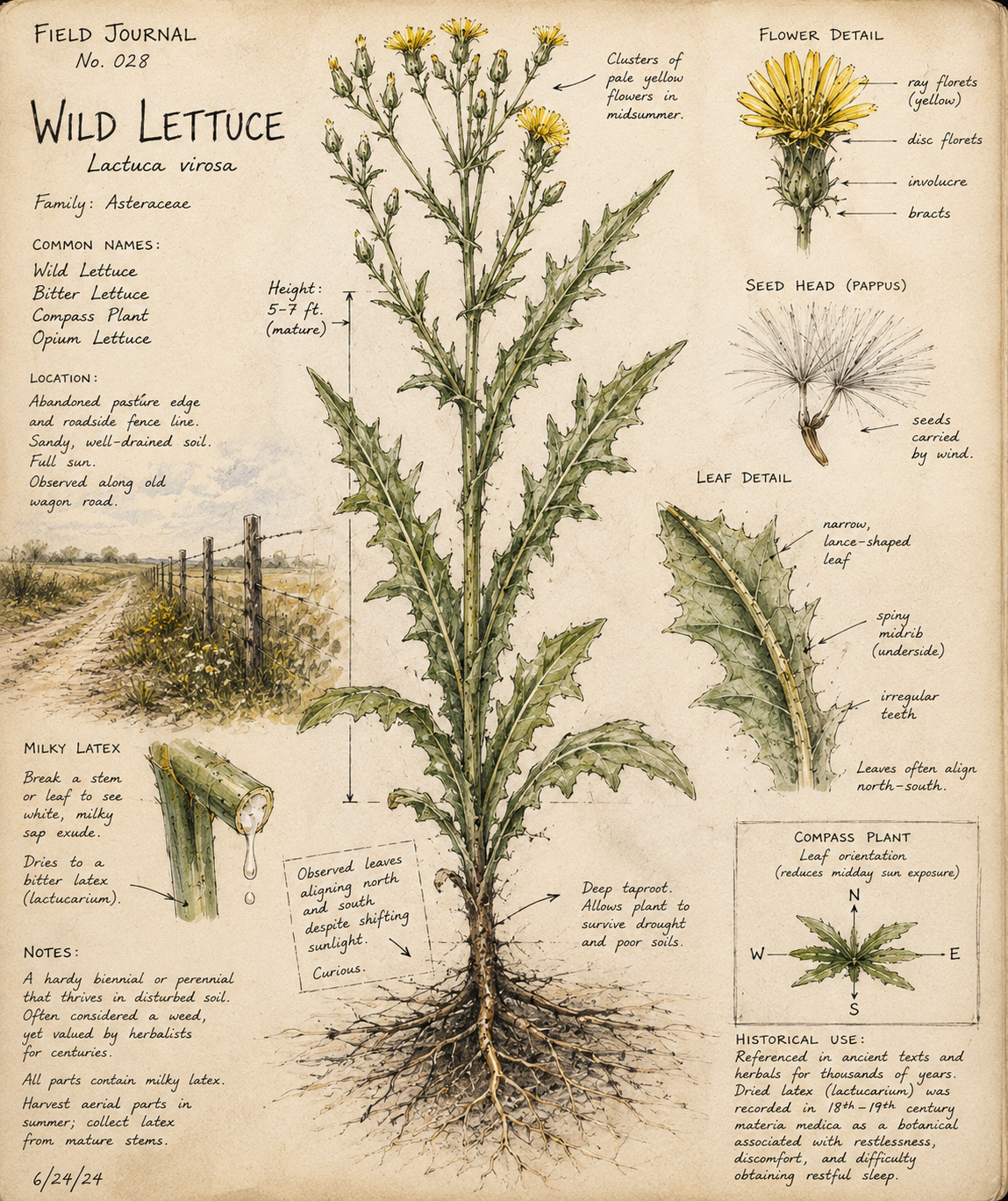 Field Study Journal No. 028 — Wild Lettuce: The Compass of Forgotten Roads