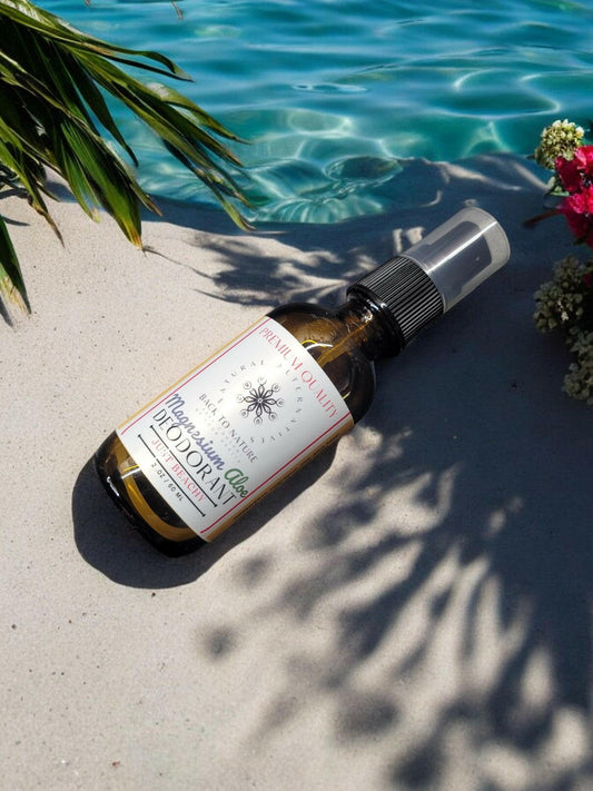Just Beachy magnesium Aloe Deodorant Spray.