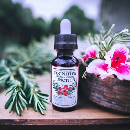 Cognitive Function Tincture: Organic Rosemary and Hibiscus - Back 2 Nature Herbals