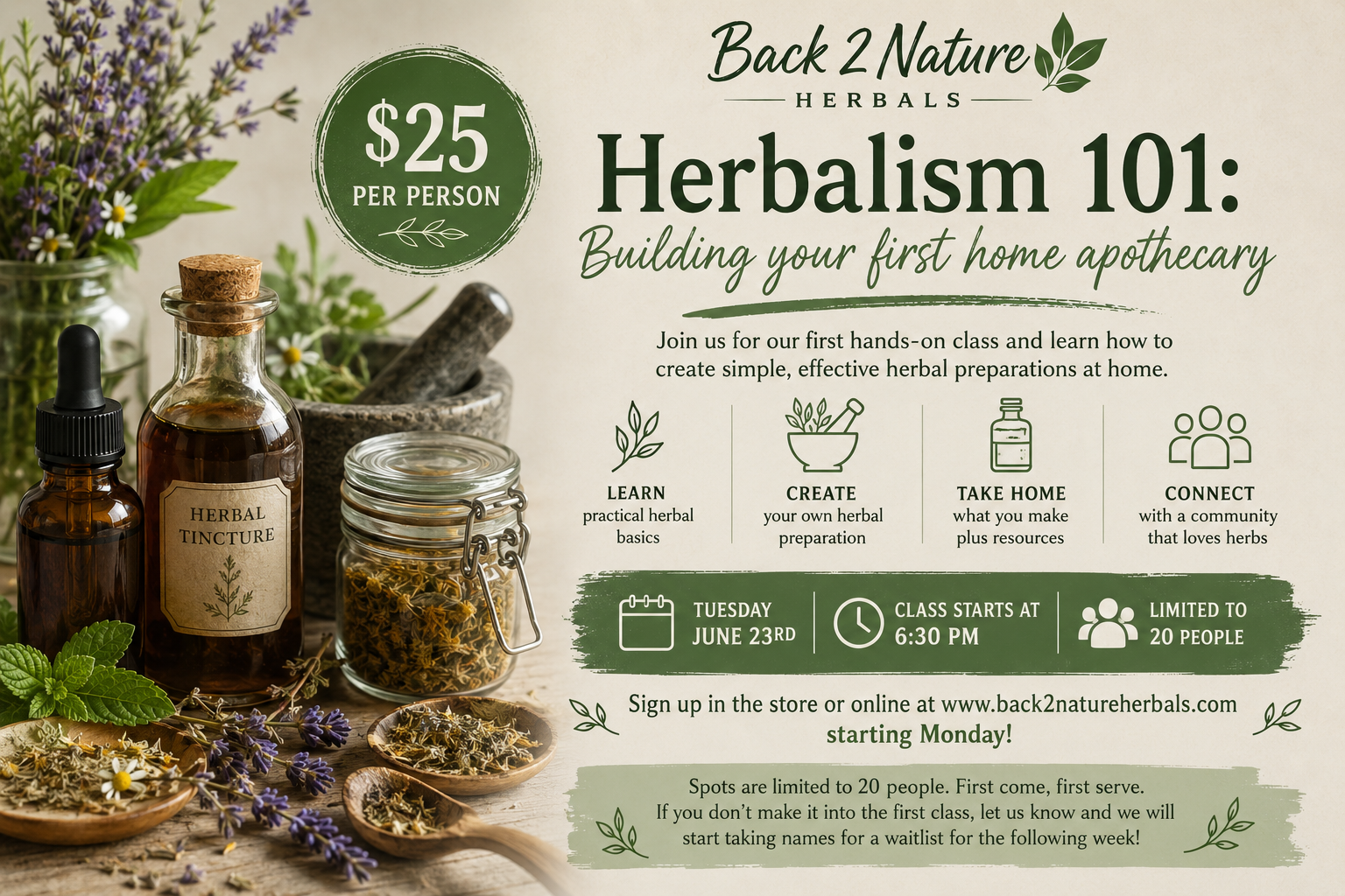 SIGN UP for Herbalism 101: Building your first home apothecary